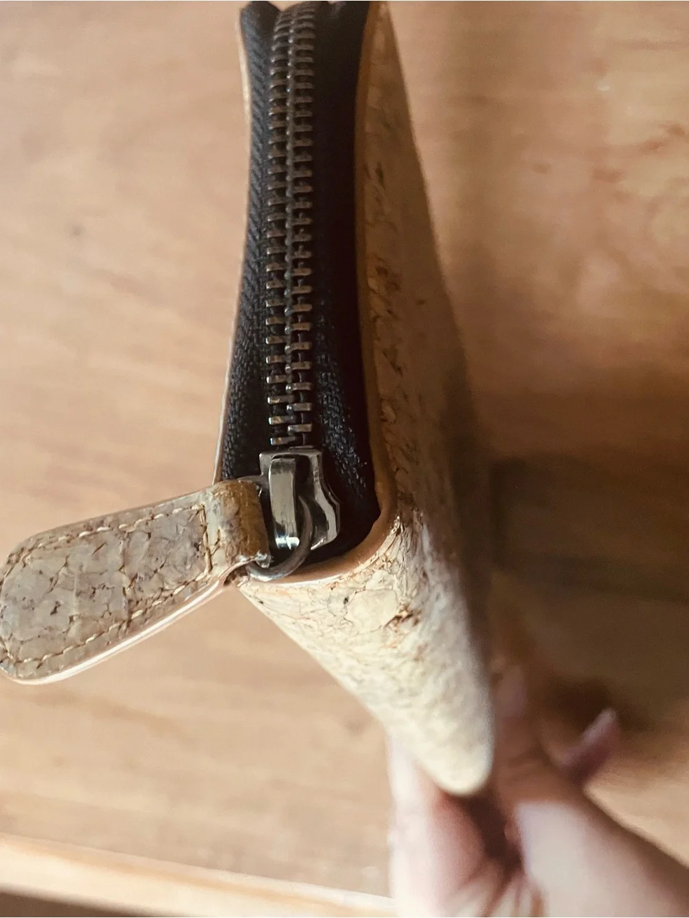 tentree Natural Cork Zippered Wallet